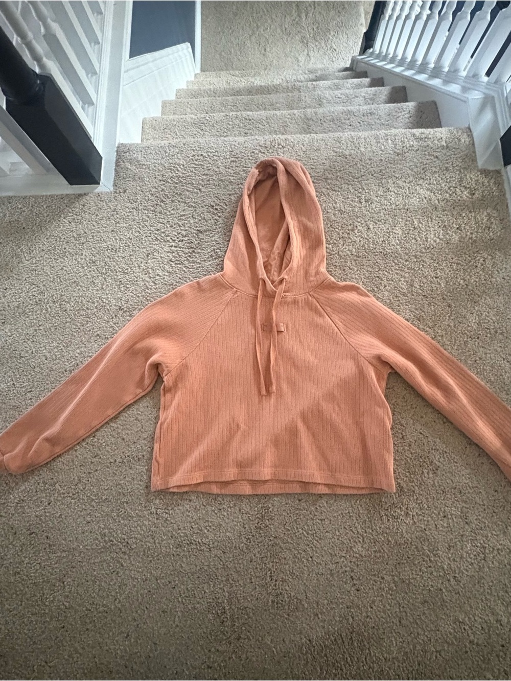 Nike Peach Ribbed Cropped Hoodie